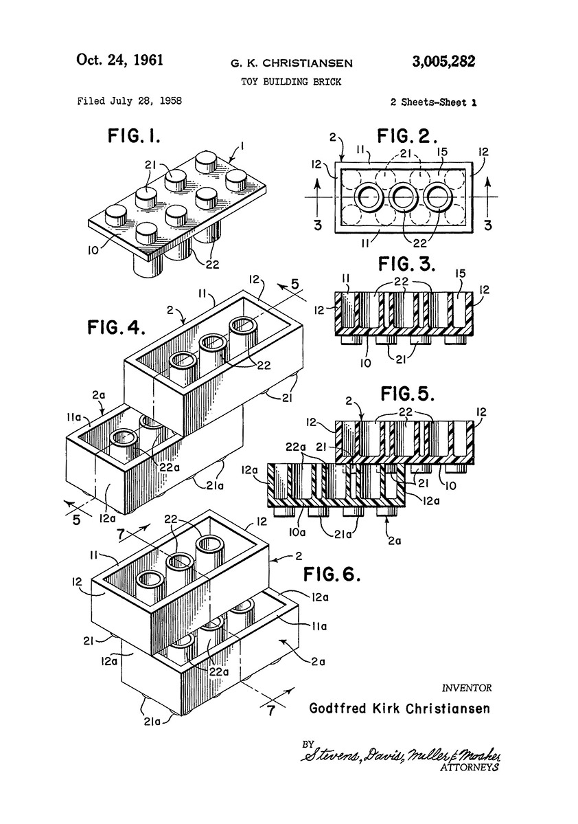 patentritning lego kloss poster