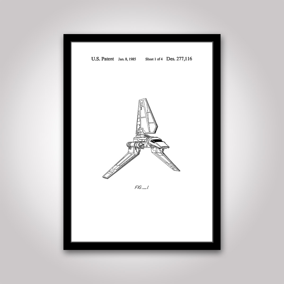 imperial shuttle star wars patentritning poster