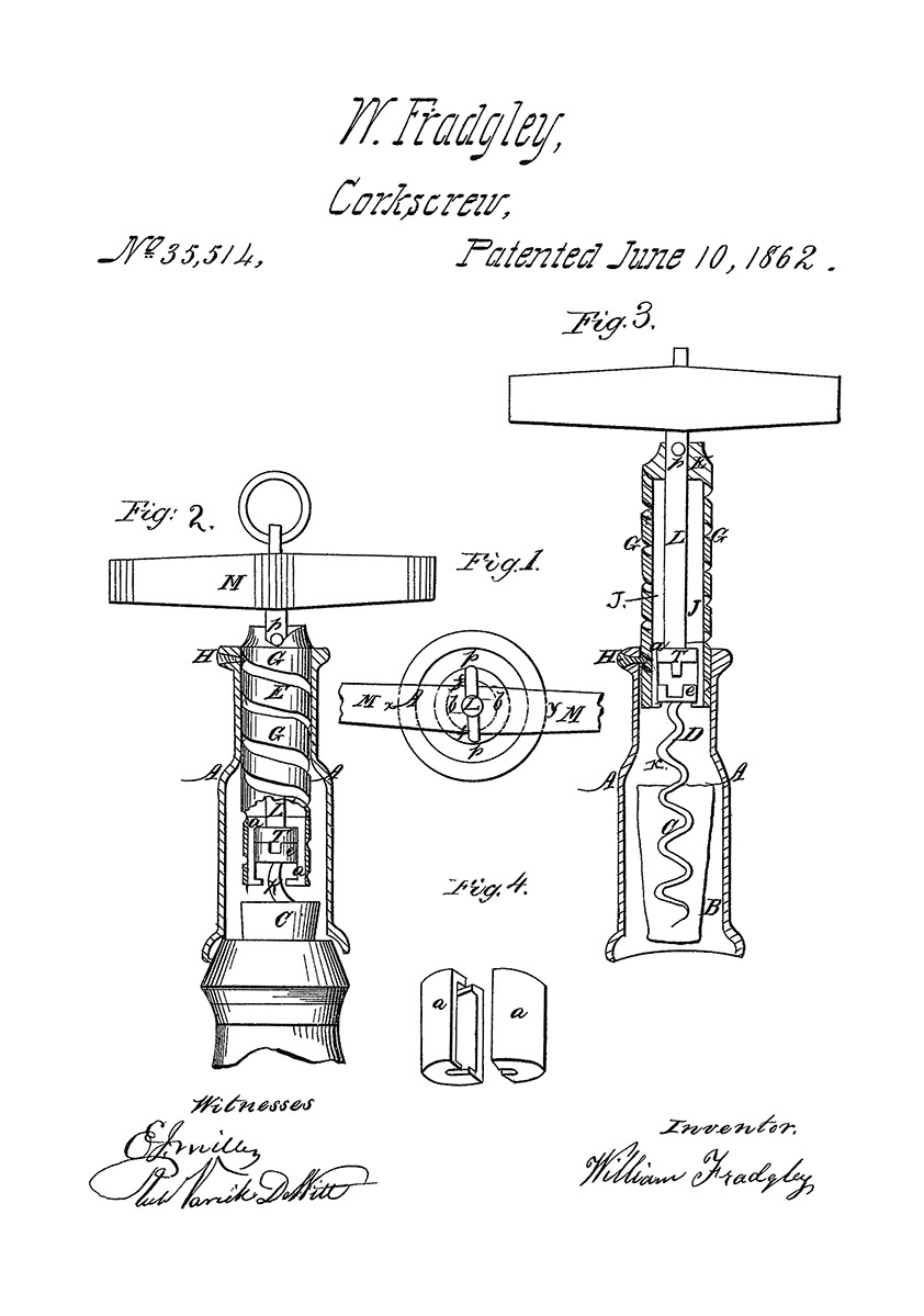 korkskruv patentritning poster