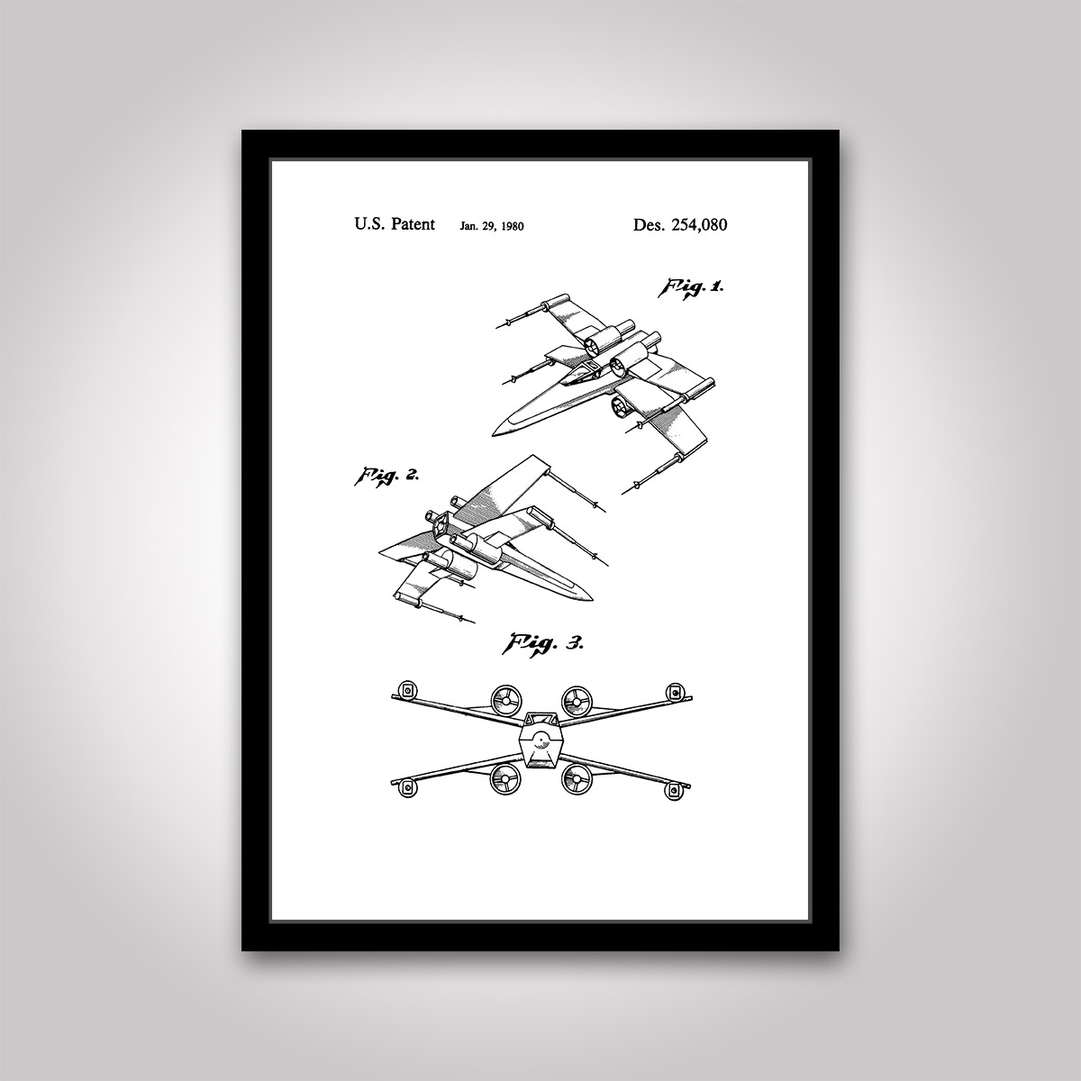 x-wing star wars patentritning poster
