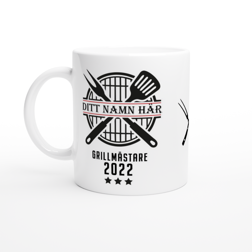 Vit keramisk mugg Grillmästare, personifiera. Väggkonst