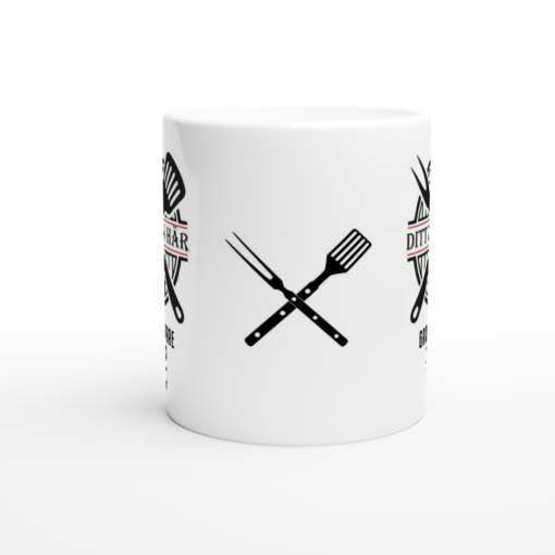 Vit keramisk mugg Grillmästare, personifiera. Väggkonst